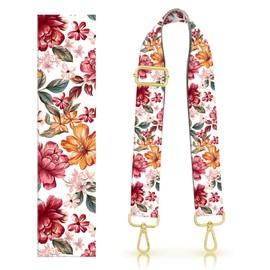 DANHRO Purse Strap Replacement Belt Crossbody 1.5" Wide Golden Buckle Cute Shoulder Strap Durable Adjustable Guitar Straps for Canvas Bag Handbag Luxury Colorful Flowers 1