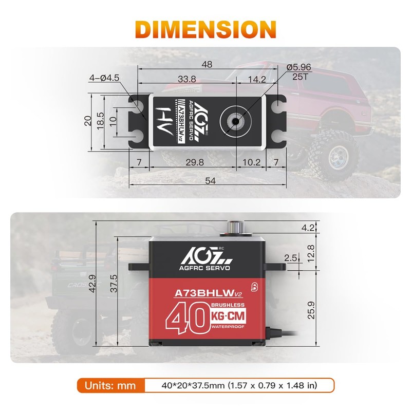 AGFRC 40KG Waterproof RC-Steering-Servo High-Torque - Full Metal Gear Brushless