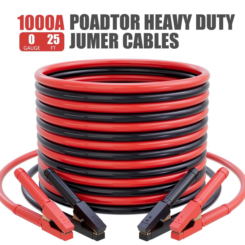 0 Gauge 25 Feet Jumper Cables for Car Battery, Heavy