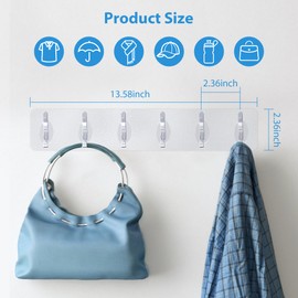 BPTAKOO Adhesive Hooks, Wall Hooks, 4 Packs Practical Clothing & Hats Hooks, Sticky Coat Hooks, Removal & Reusable Hooks for Utility Hanging Kitchen Bathroom Bedroom Indoor Home Improvement, Clear