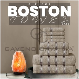 GC GAVENO CAVAILIA Egyptian Cotton Towel Bale Set, Highly Absorbent & Quick Dry Towels For Bathroom, (2 Hand - 2 Bath - 4 Face) 8 Piece Silver Towel Set