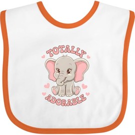 inktastic Totally Adorable Baby Elephant Baby Bib White and Orange 46d60