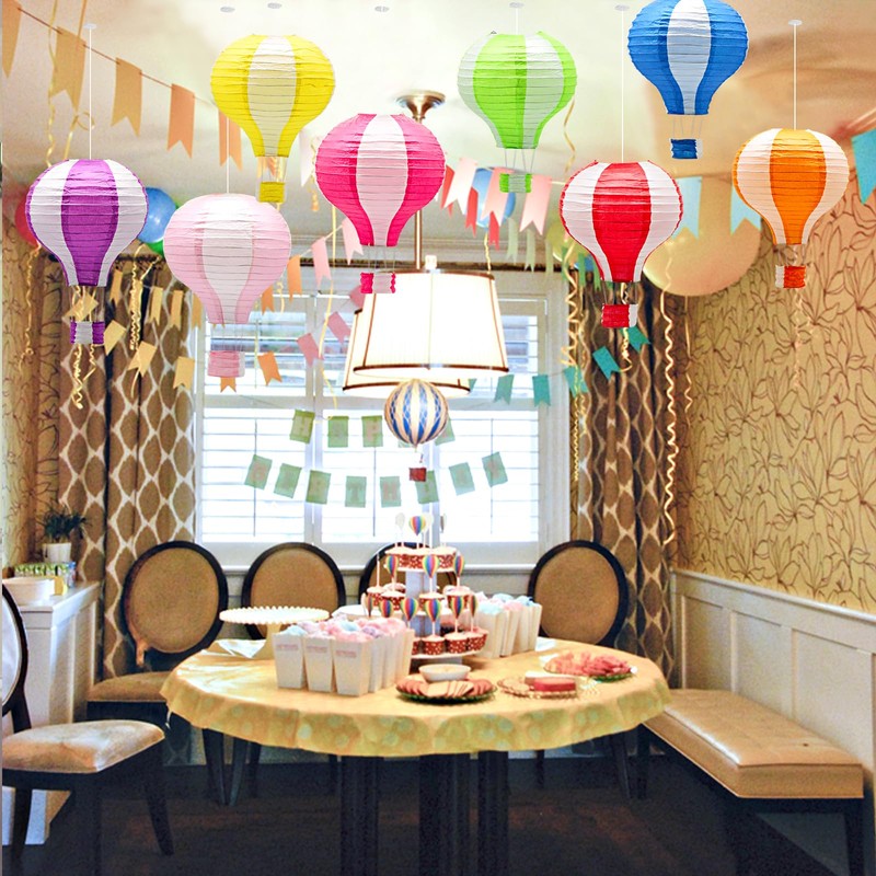 Hanging Hot Air Balloon Paper Lanterns Set, Party Decoration Birthday