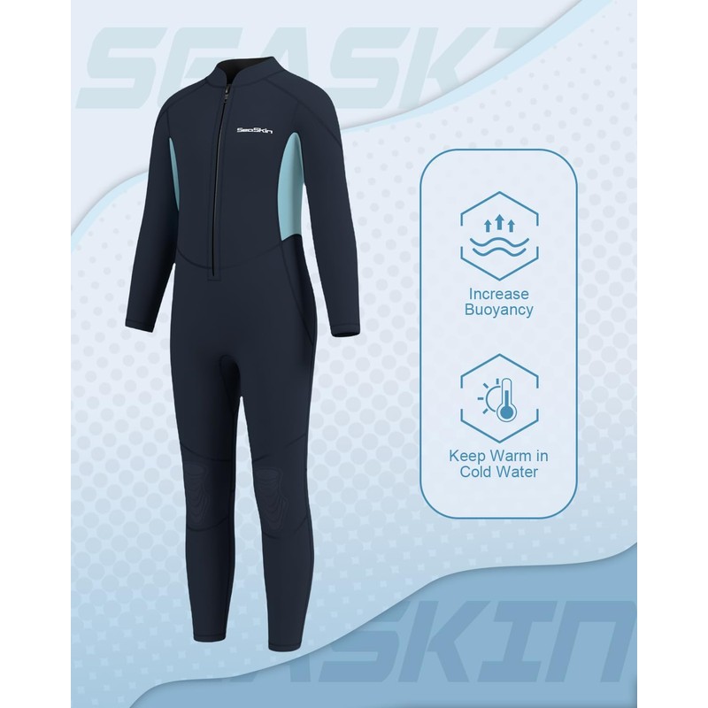 Seaskin 3mm Kids Wetsuit Thermal Swimsuits for Swimming Diving Surfing