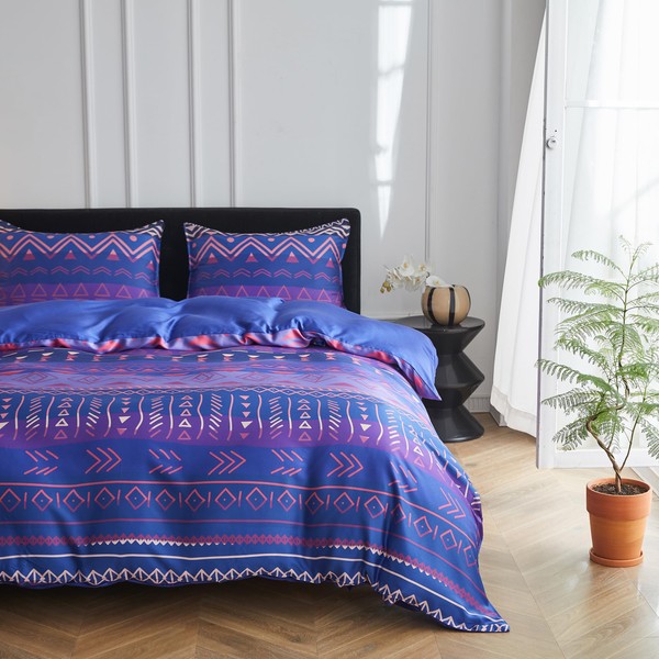 Simple&Opulence Boho Cooling Duvet Cover Set, 3Pcs Aztec Luxury Tribal