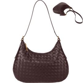 Shoulder Handbags for Women Crossbody Woven Leather Tote Shoulder Bag Purse Hobo Lightweight With Zipper Adjustable Strap