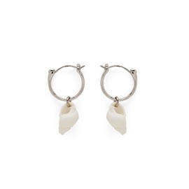 Pura Vida Silver-Plated Elle Shell Hoop Earrings - Brass Base, Sterling Silver Posts - 1 Pair