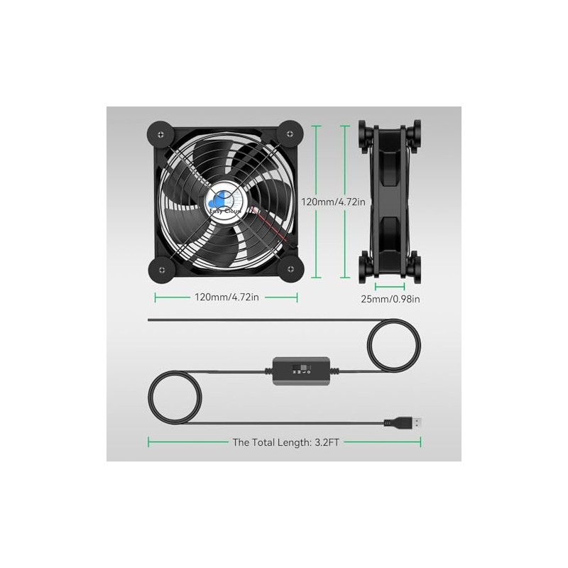 ventilador USB para computadora de 120 mm, ventilador USB con
