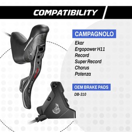 epic Campagnolo Disc Brake Pads | Fits Ekar, Super Record WRL, Chorus, Potenza, DB-310, DB-410 | Organic/Resin | Durable & Quiet | 1 Set (Organic)