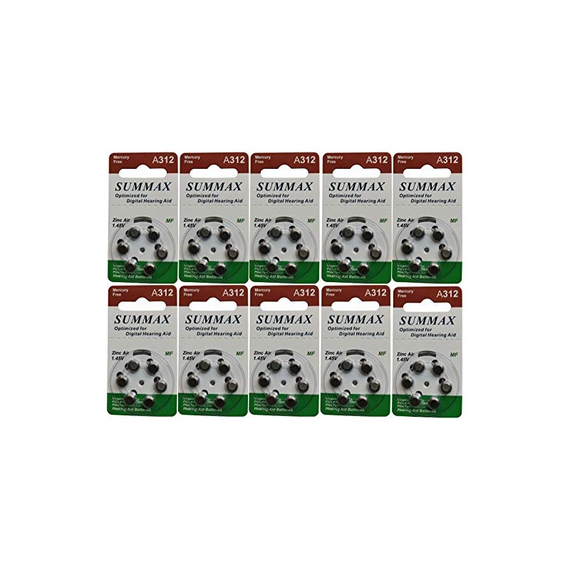 Summax New Hearing Aid Batteries Size A312 312A Za312 312