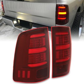 Kojem LED Tail Lights Compatible with 2009-2018 Dodge Ram 1500 2500 3500 Taillights Rear Brake Lamps Pair LH RH Replacement for CH2818124 CH2819124 Red Lens & Chrome Housing