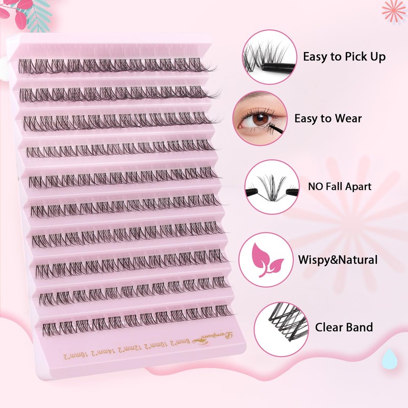 Parriparri Cluster Lashes with Clear Band 120Pcs Individual Lash Extensions