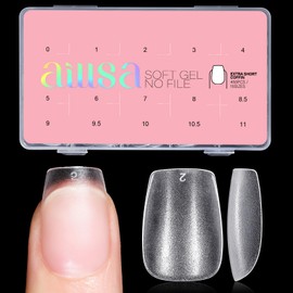 AILLSA Extra Short Coffin Nail Tips 450PCS Full Cover Soft Gel Clear Nail Tips Double-sided Matte Pre-Shaped Press on False Nail Tips for Nail Extension Fake Nails Manicure Ideal Gifts 15 Sizes