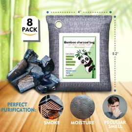 Mayunuo Activated Charcoal Odor Absorber for Strong Odor, Basement, Cars, Closets, Shoes, Smoke. 8 Pack Bamboo Charcoal Air Purifying Bags Deodorizer Odor Eliminator for Home