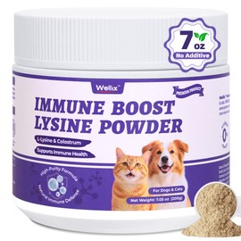 Wellix 7.05 oz Lysine Powder for Cats & Dogs, Immune Support & Cough Relief