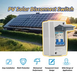 PV Solar Disconnect Switch, Miniature Circuit Breaker Overvoltage Protection,63A 1000V IP65 Waterproof Photovoltaic Isolator, with Transparent Cover, for Solar Panel PV System