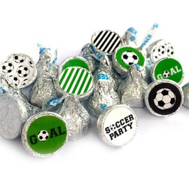 Soccer Ball Labels for Hershey's Kisses Chocolates by Adore By Nat - Candy Sticker Sports Party Favors - Set of 240