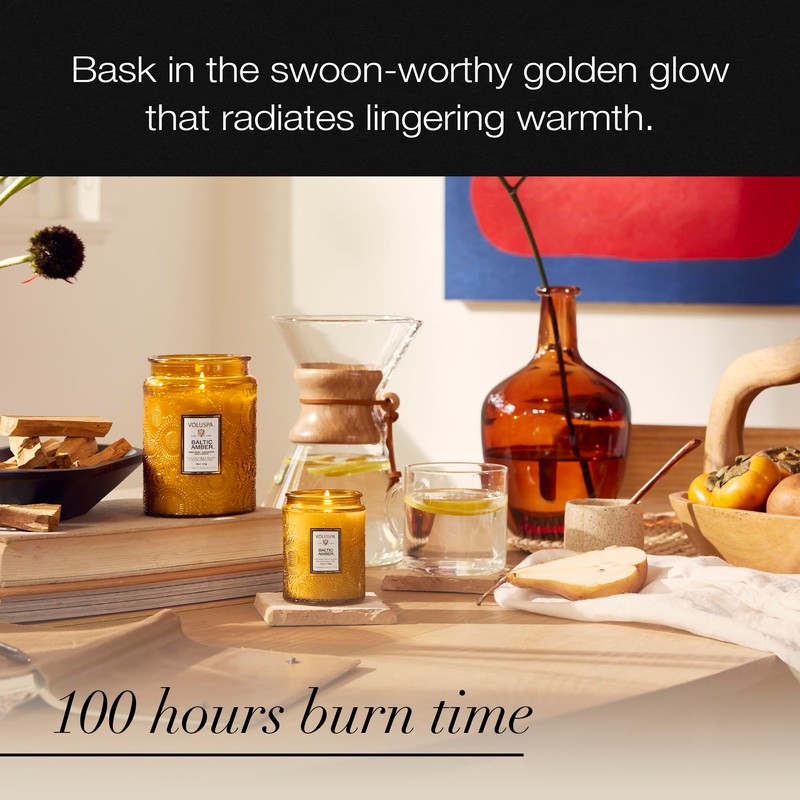 Voluspa Baltic Amber, Large Candle Jar, 18 oz, 100 Hour