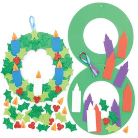 Baker Ross FE916 Advent Wreath Foam Craft Set - Pack of 3, Festive Creative Sets and Craft Supplies for Crafts and Decorating at Christmas Time, Foam Rubber Craft Sets for Children