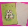 Vintage Get Well 2 Panda Bears W/Flowers Unused Embossed Mint