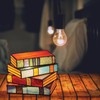 Stained Book Lamp Vintage Style Soft Lighting Stacked Books Table