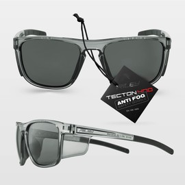 Riley Navigator X Premium Safety Glasses for Work – Anti-Fog, Scratch-Resistant Protective Work, Sports & Cycling Glasses - UV400 Safety Sunglasses Men & Women Suitable Eyewear - Dark Grey Lens