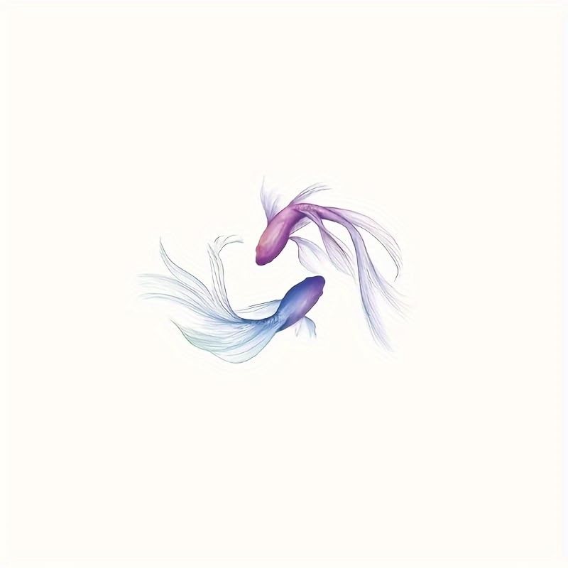 Aesthetic Koi Fish Tattoo - Watercolor Temporary Tattoo for Women