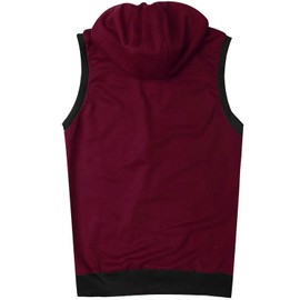 Previn - Sudadera con capucha para hombre, estilo casual, entallada, con cierre, con cordón, sin mangas, con capucha, Rojo -, M