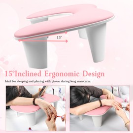 Arm Rest for Nails Tech: U-shaped Manicure Nail Arm Rest Stand Big White Armrest Microfiber PU Leather Hand Rest Pillow for Acrylic Nail Cushion