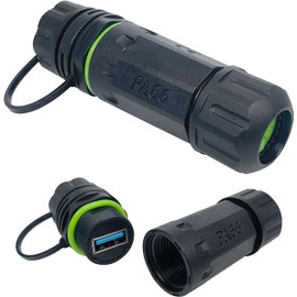 PENGLIN Pack of 2 M20 USB 3.0 Waterproof Connector, IP68 Waterproof USB 3.0 Panel Mount Adapter, USB 3.0 Type A Socket with Waterproof and Dustproof Cap