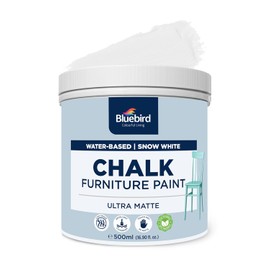 BLUEBIRD Chalk Furniture Paint - 500 ML / 16.9 fl oz for Furniture, Home Décor, Cabinets, and More (Snow White)