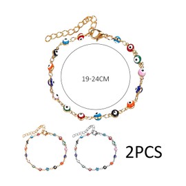 2 Pieces Colorful Pearl Anklets Summer Beach Foot Jewelry Adjustable Anklet Bead Anklet Boho Foot Jewelry Ankle Decoration Chain, Unit size
