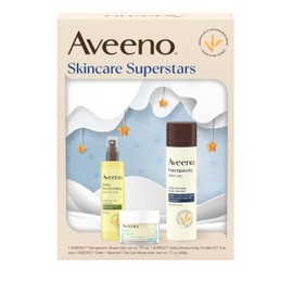 Aveeno Aveeno Skin-care Superstars Gift Set with Calm + Restore Oat Gel Facial Moisturizer, Daily Moisturizing Body Oil Mist, & Therapeutic Shave Gel for Smooth Skin, 3 items