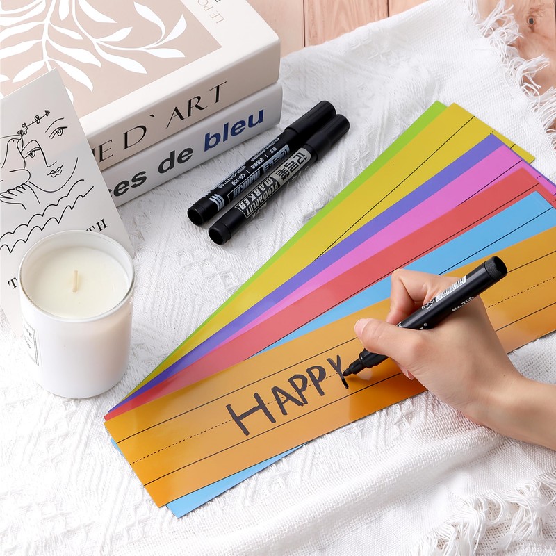 VELATYVIO 14 Pcs Magnetic Sentence Strips 7 Colors Dry Erase