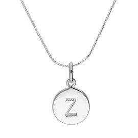 jewellerybox Sterling Silver Initial Letter Z Necklace - 22 Inches - Black
