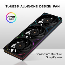 Thermalright TL-UB36 360mm Single-Frame PC Cooling Case Fans - PWM 2150RPM Speed | ARGB Lighting | High Airflow | Single Modular Cable, for Chassis ＆ Liquid Cooler (Black)