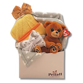 Newborn Baby Unisex Gift Basket with Fleece Blanket, Teddy Bear, Washcloths, Bathtime Accessory