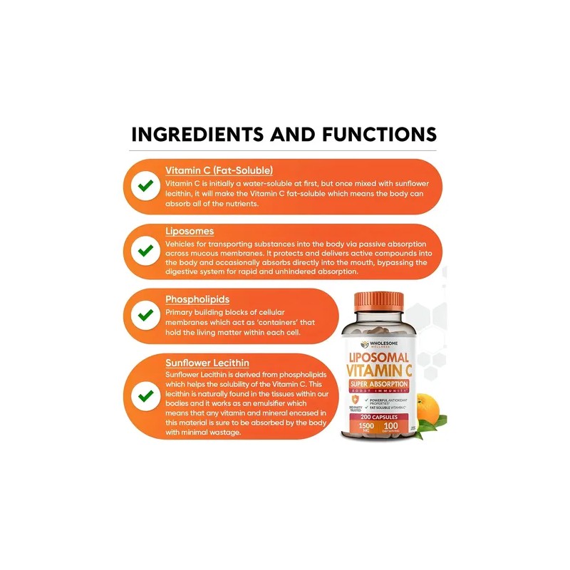 Vitamina Liposomal Alta Absorcion 1500 200 Caps Sabor