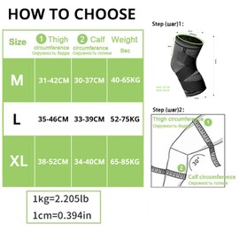 MILAIUN Knee Support for Men/Women 2 pack, Compression Adjustable Knee Brace, Non-Slip Knee Support Brace for Meniscus Tear, Arthritis, Ligament Damage, Running, Walking, Gym, Sports(Black-XL)