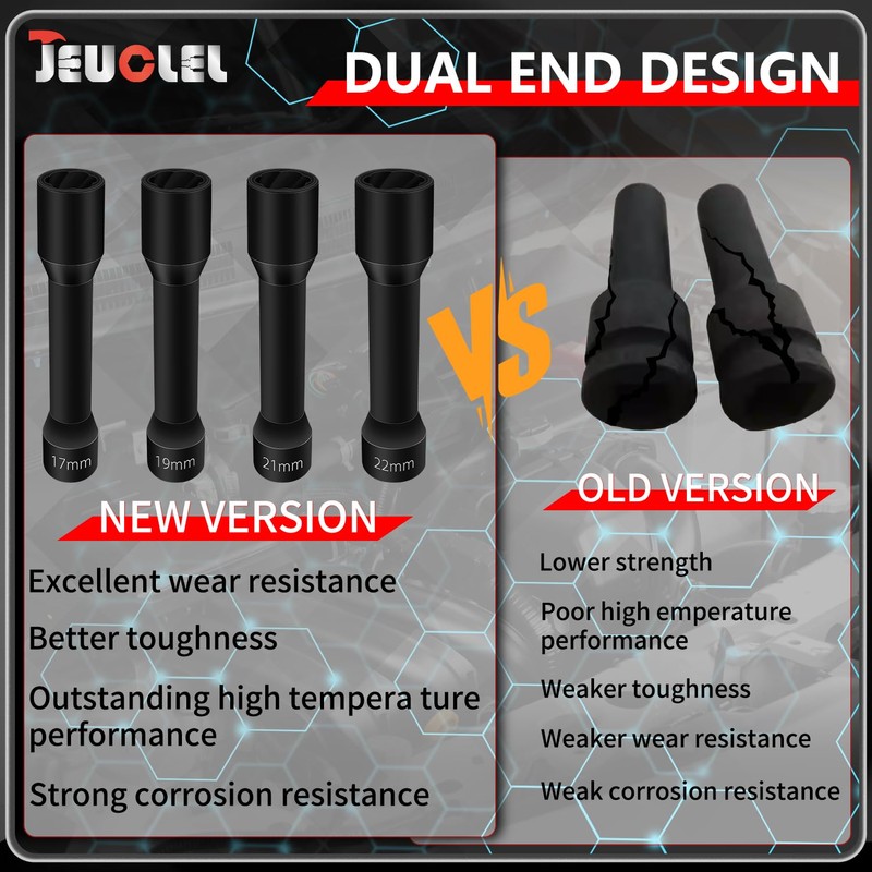 JEUCLEL 5PCS Twist Socket Set, 12.5 mm 1/2 inch Drive