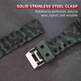 16mm G-Shock replacement watch bands for Casio G-Shock GLS-8900/GW-8900/GA-110/GA-100C/GA-120/GD-110/GLS-100 (Camouflage ArmyGreen)