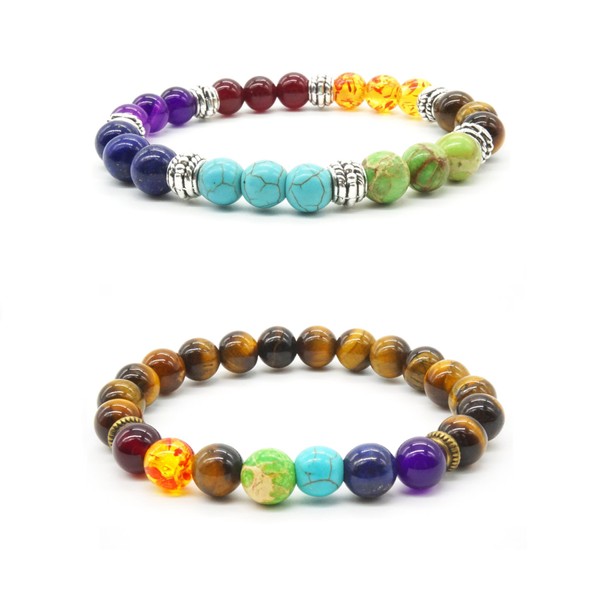 2 pcs Natural Tiger Eye Stone Bracelet Yoga Men and