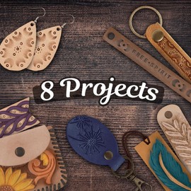 ArtSkills Leather Working Kit, Leather Tooling Kit with Tools, Leather Stamps, Leather for Crafts, Adult Project Kits, 80 pc