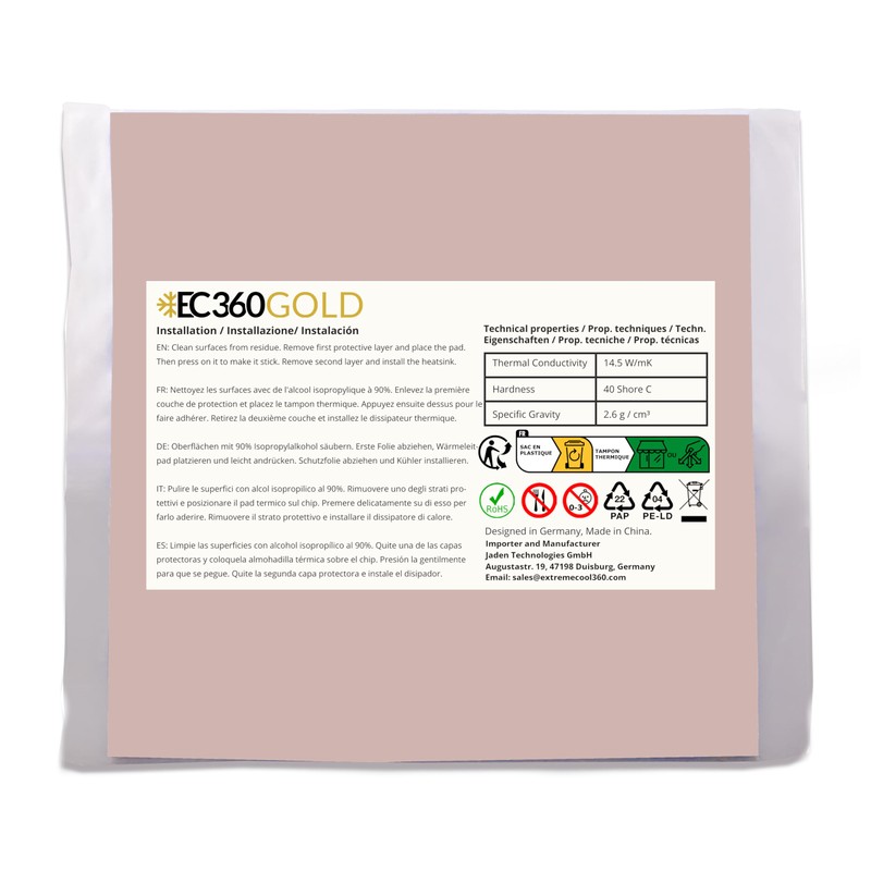 EC360® Gold 14.5W/mK Thermal Pad (100 x 100 x 1.0