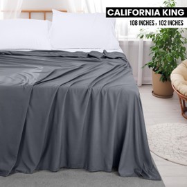 Utopia Bedding Flat Sheets - Pack of 6 - Soft Brushed Microfiber Fabric - Shrinkage & Fade Resistant Top Sheets - Easy Care (California King, Grey)