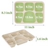 50 Pack 6 Compartment Disposable Paper Plates, Compostable Bagasse School