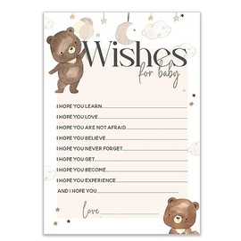 The Little Party Company Baby Shower Game - Pack of 10 Baby Teddy Bear Wishes For Baby Cards (BWISH10)