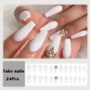 Juneyemo 24pcs Coffin False Nails Gold Foil Press on Nails