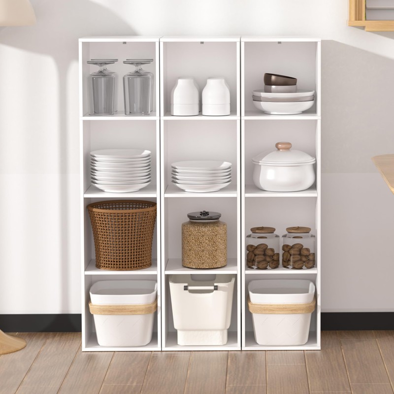 NewBeth 4 Cube Storage Organizer, 4 Tier Cube Low Bookcase