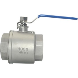 316 - Válvula de bola de puerto completo de acero inoxidable de 1/8 a 3 pulgadas con mango de vinilo azul, rosca hembra NPT x hembra, 1000 WOG (3 pulgadas)